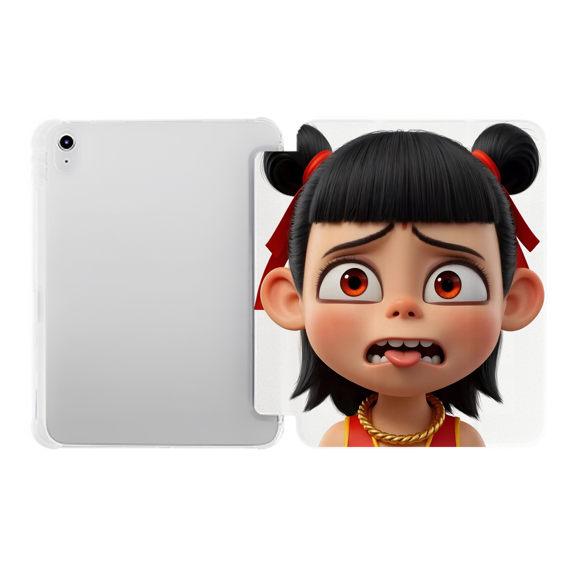 （画像用） Ne Zha 2 ナタ 魔童の大暴れ IPad ケース ペン収納付き 三つ折りスタンド PUレザー×シリコン 対応機種9.5/10.5/10.9インチ